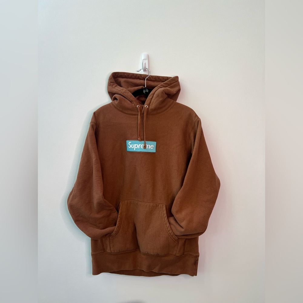 Supreme Rust Teal box logo Hoodie - Picture 1 of 6